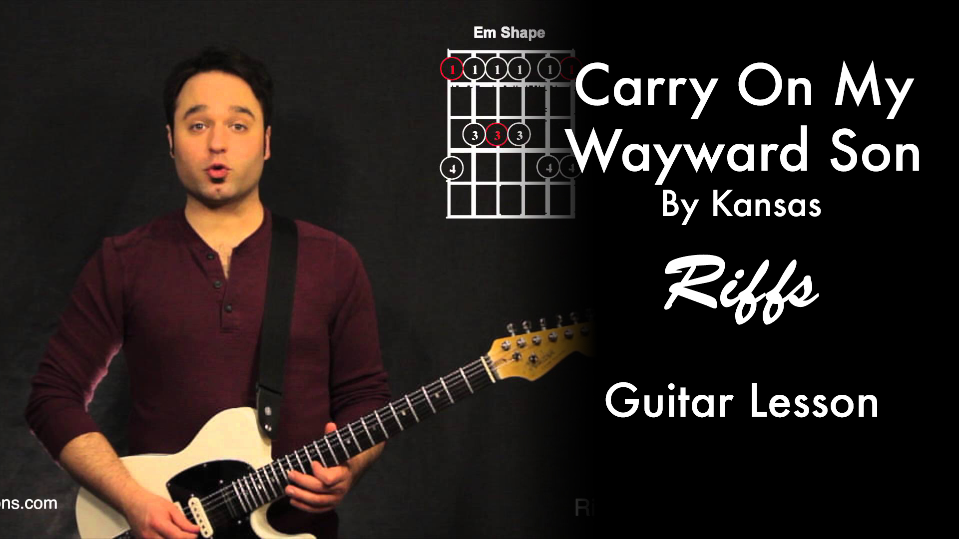 Carry On My Wayward Son By Kansas Riff Tutorial Garret S Guitar Lessons